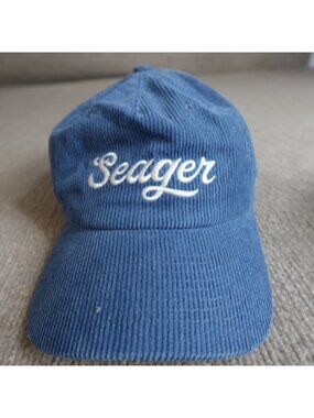 Seager Mens Hat Blue Embroidered Dadhat Snapback Corduroy